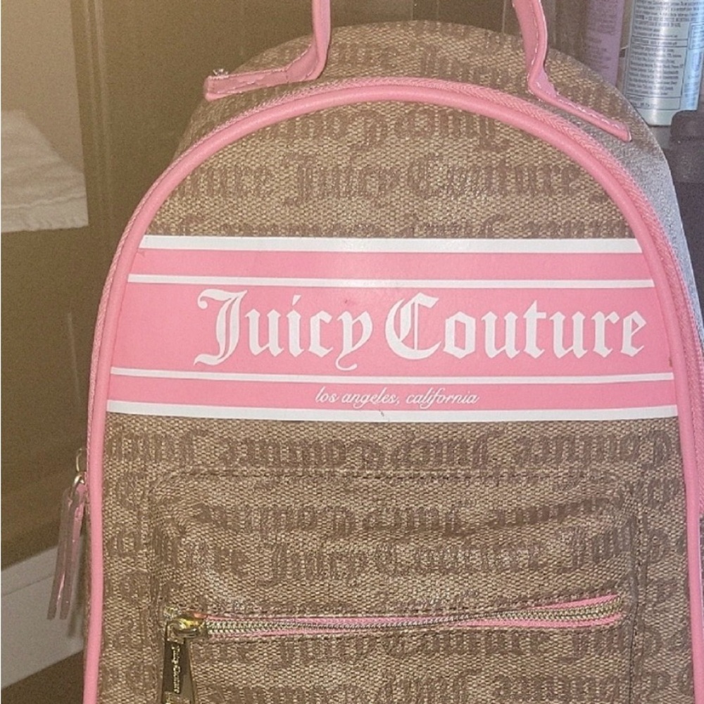 Juicy Couture Pink and Brown Logo Backpack